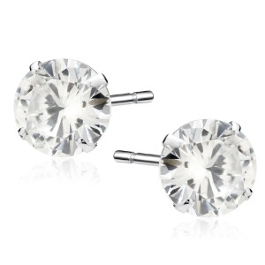 Cercei argint rodiat cu piatra 8mm DiAmanti 1CO8ER_W-DIA (Argint 925‰ 1,9 g.)